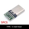 5PCS Type-C USB 3.1 16Pin Connector, Male/Female Socket with 56K Resistor for Soldering Wires & PCB Projects