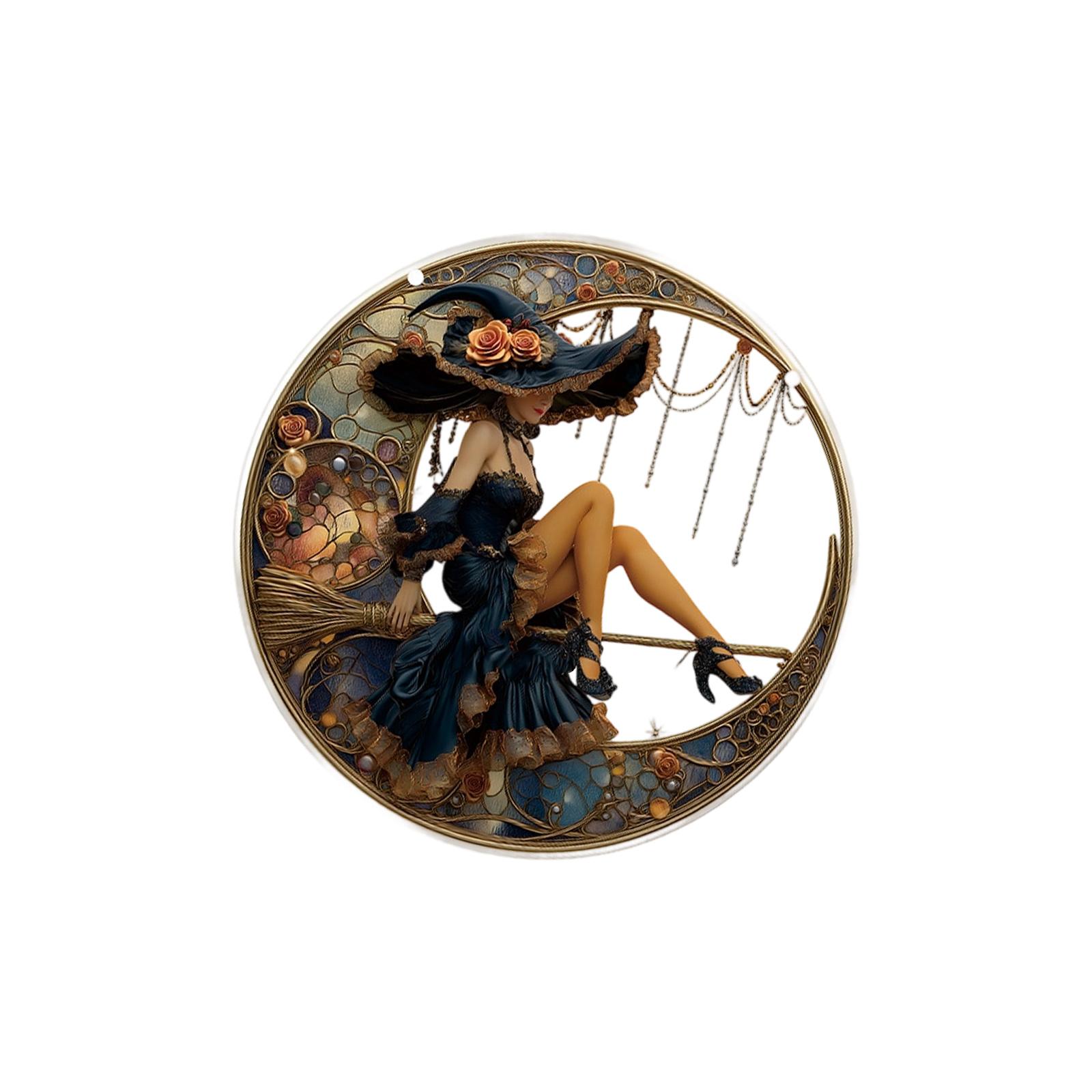 

Acrylic Witch Hanging Ornament Halloween Witch Hat Hanging Decoration For Front Door Window Mantles Indoor and Outdoor 3