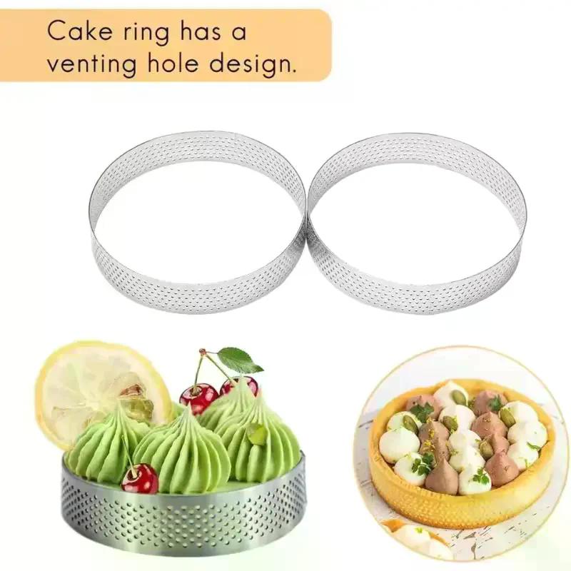 5/6/7/8CM Classic 304 Stainless Steel Mousse Ring Cake Mold With Hole Tart Bottom Tower Fruit Pie Quiches Baking Tool