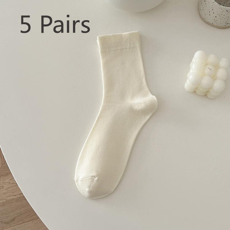 5 Pairs of Female Spring and Summer Fashion New Loose Mouth In The Tube Pile Socks