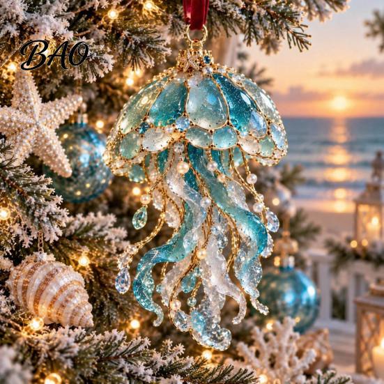 Gastgeschenke für Festivals Meerglas-Weihnachtsdekoration, Küsten-Schildkröte Walhai Oktopus Bürodekorationen Baumbehang, Meeresinspiriert