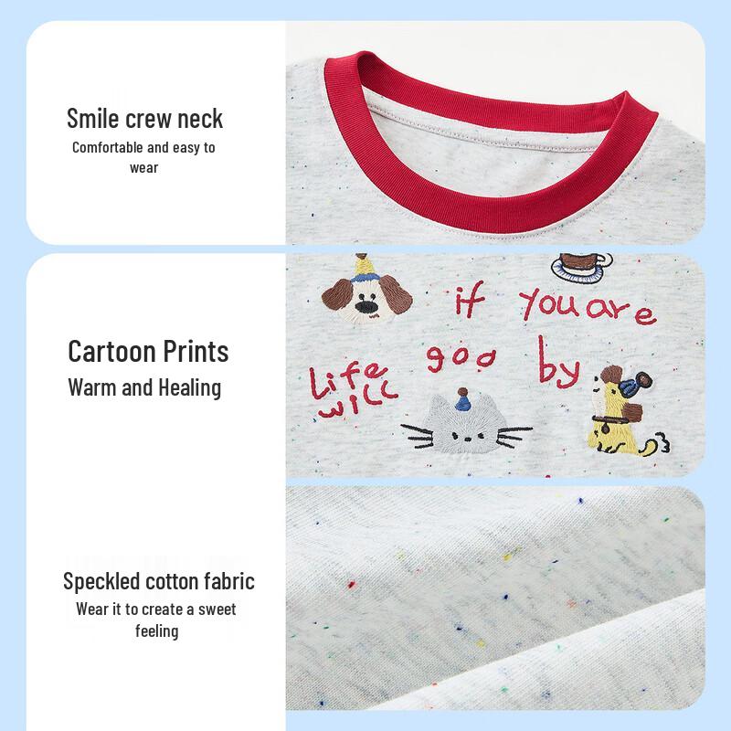 ASK JUNIOR Girls' Color-block Cartoon Short Sleeve T-shirt