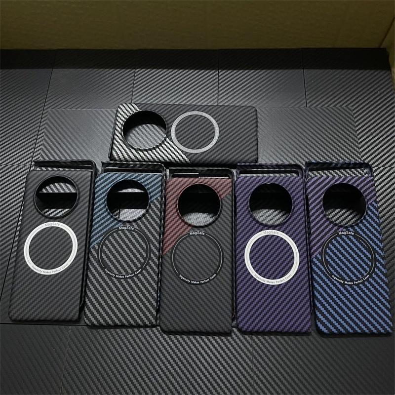 Magnetic Ultra Slim Case For VIVO X Fold 3 Pro Case Matte Hard PC Carbon Fiber Texture Pattern Phone Cover Shockproof Bumper
