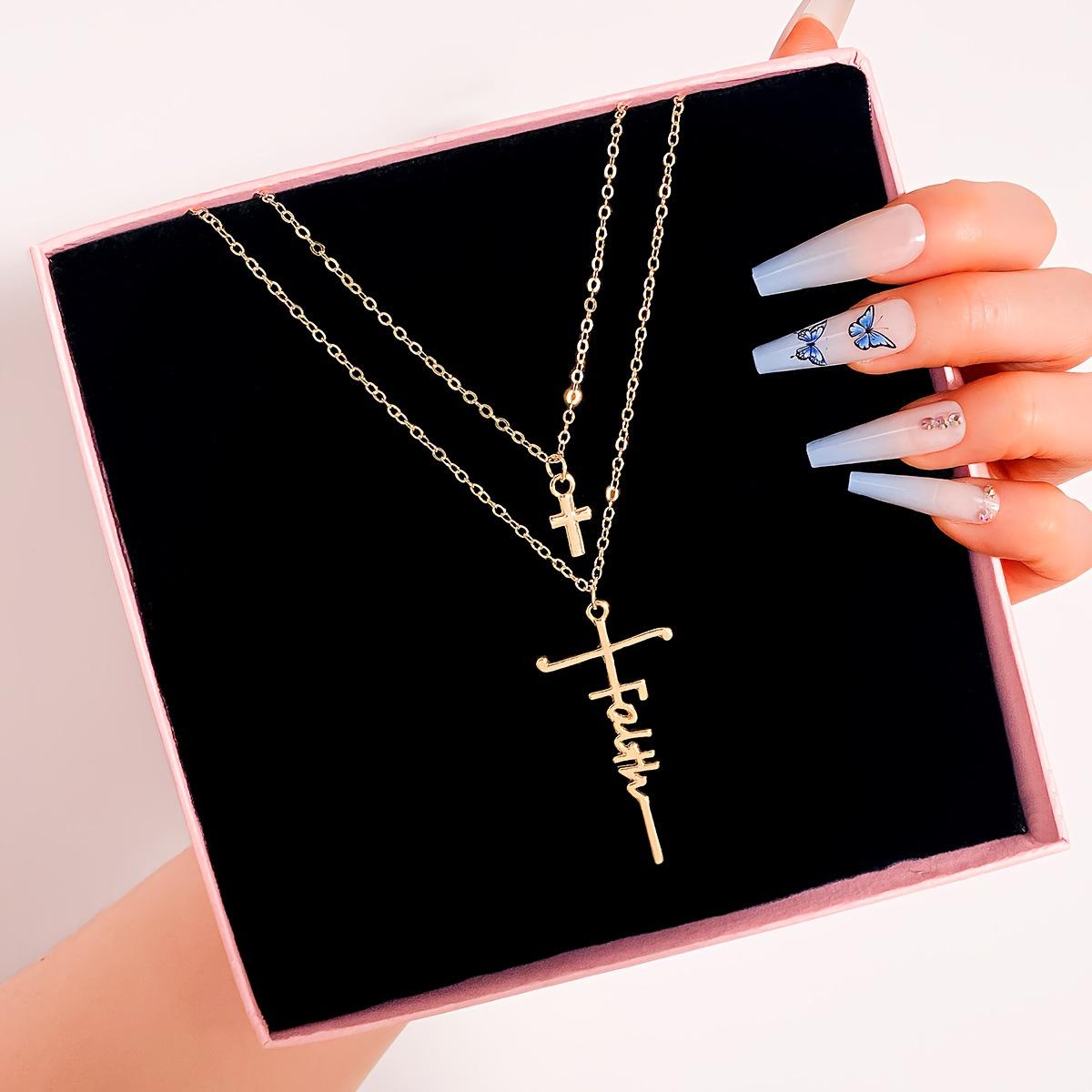 Women s Religious Luxury Alloy Cross Pendant Clavicle Necklace