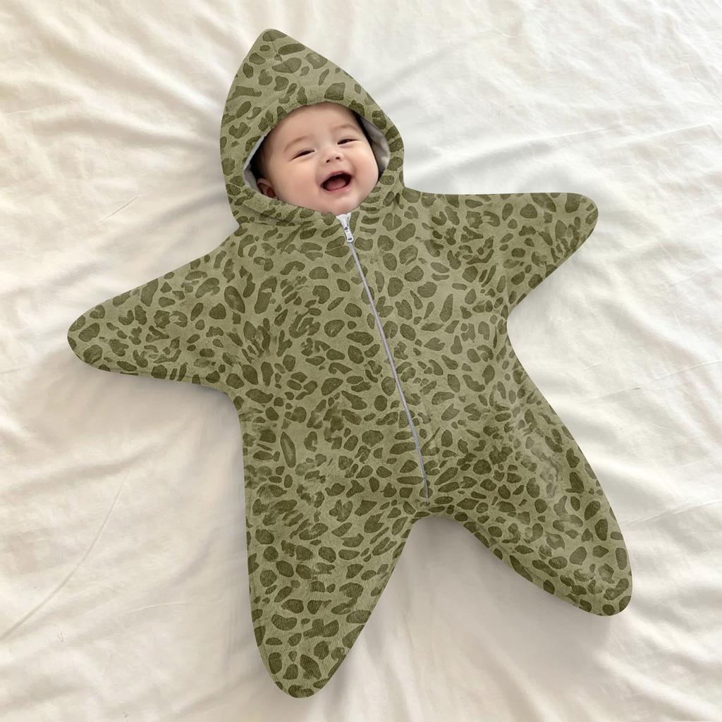 Infant Flannel Swaddle Blanket with Leopard and Polka Dot Print and, Sleep Sack Wrap, Cozy Travel Swaddle for Outdoor Use
