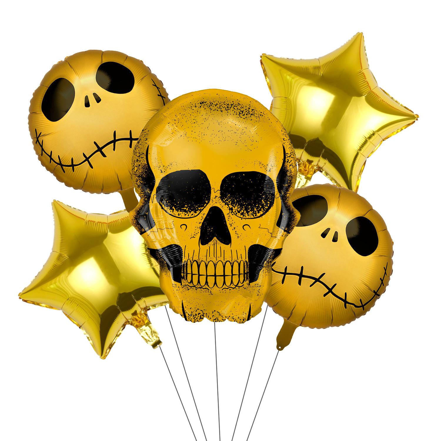 

Halloween Pumpkin Witch Aluminum Film Balloon Set Ghost Festival Scene Arrangement Decorative Party Balloons Halloween Skeleton 5-piece set
