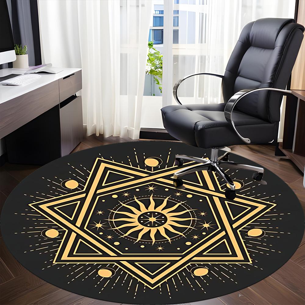 1pc Star Mandala Office Round Area Rug, Indoor Mat Suitable For Office, Under Office Chairs Bedroom Living Room Home Decor, Room Deco
