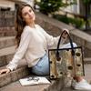 Vintage Wood Print Tote Bag Casual Large Capacity Handbag for Daily Use