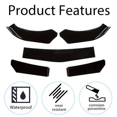 5Pcs Universal Car Front Bumper Separator Bumper Lip Body Kit Thickened ABS/PP for sedans/SUVs/hatchbacks Car Accsesories