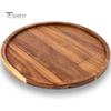 Wooden Cake Platter & Fruit Tray Circular Decorative Coffee Table Tray with Raised Edges Kitchen Serving Platter for Parties