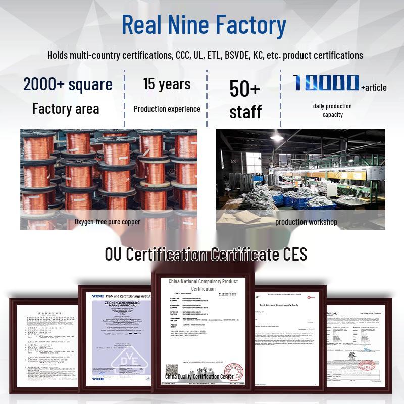 Pure Copper Dual Splitter Figure-Eight Power Cord, 1-to-2 National Standard Plug for Desktop & Monitor