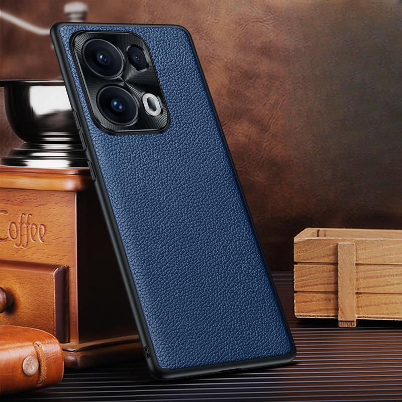 Applicable To OppoReno13pro Shell High-end Lychee Pattern Reno12 Male and Female Anti-fall Lens 11p Business Leather Case