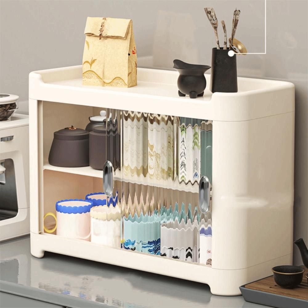 Display Cabinet Cup Storage Box Space Saving Kitchen Organizer Cup Storage Shelf  Office