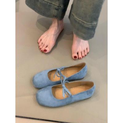 Bow Ballet Shoes One Word with Round Head Mary Jane Shoes Light Mouth Small Single Shoes