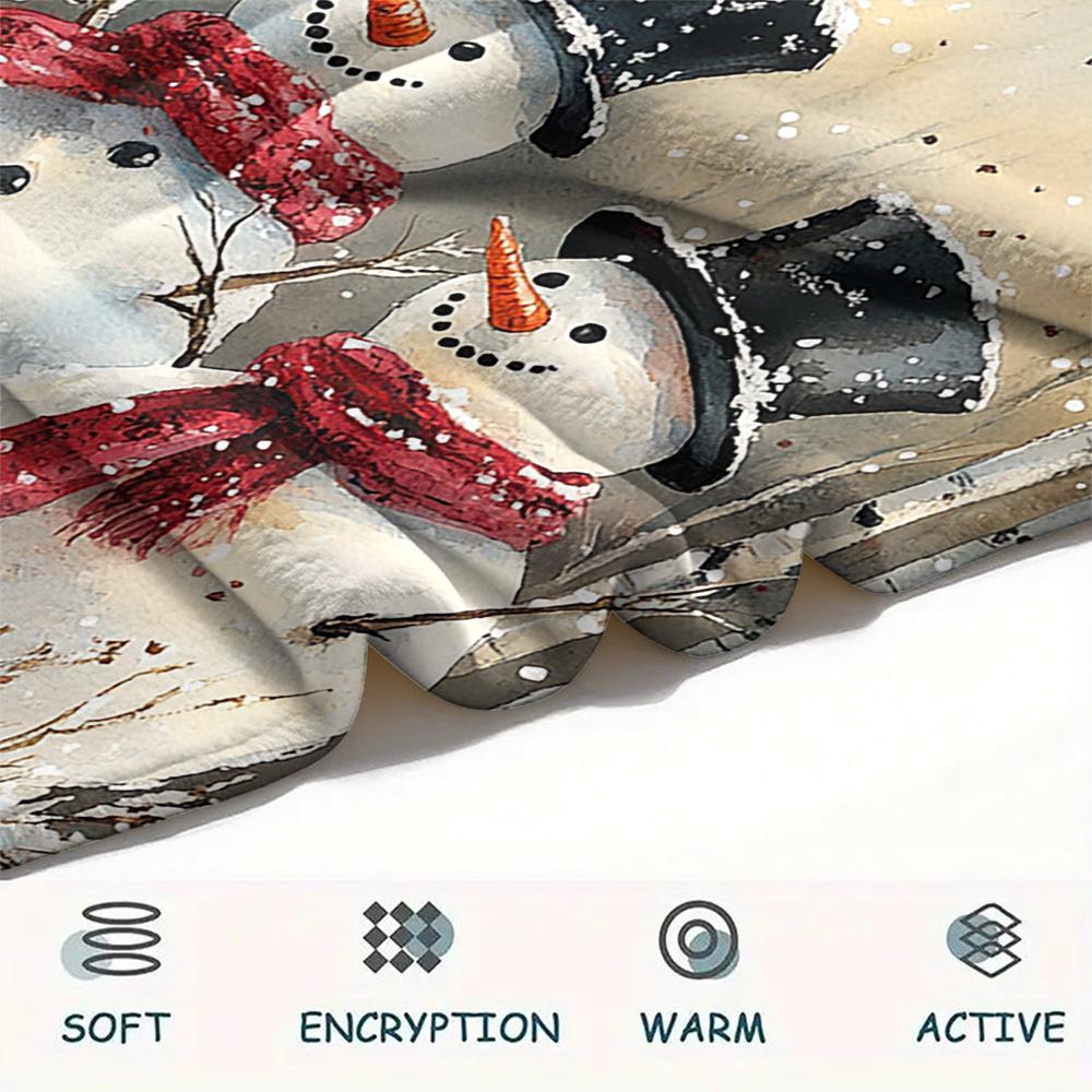 Snowmen Print Flannel Blanket, High Quality Comfortable for All Seasons, Home Decor, Warmth and Comfort, Perfect for Christmas Gifts