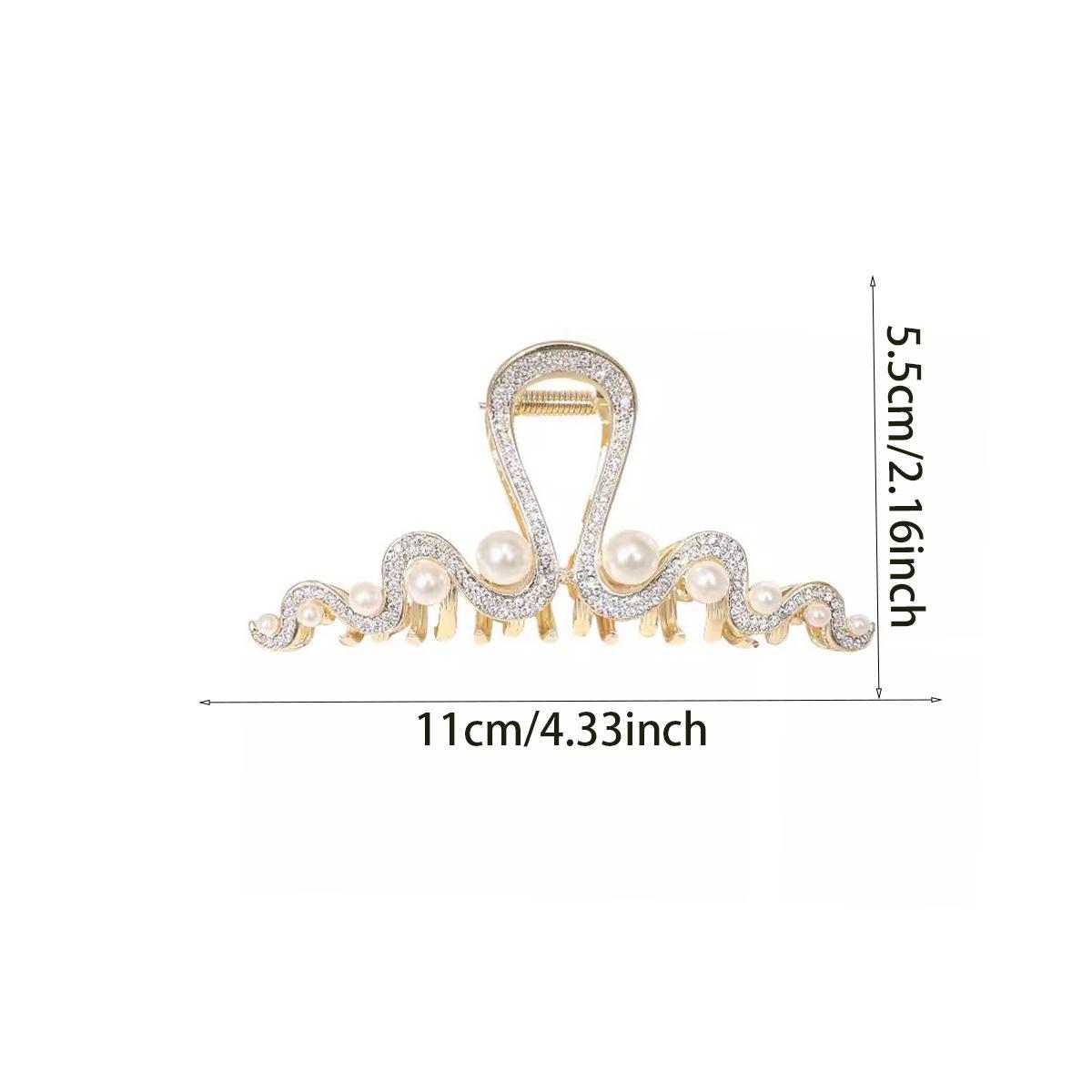 

Элегантная заколка-акула со стразами и жемчугом - Универсальный, Роскошный аксессуар для волос премиум-класса для женщин золотой