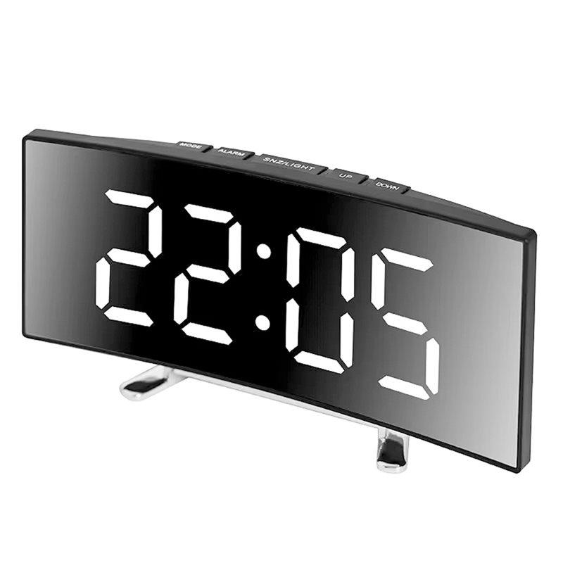 A25F-Digital Alarms Clock LED Mirror Clocks Large Display Mirror Electronic Clock Multifunctional USB Clock