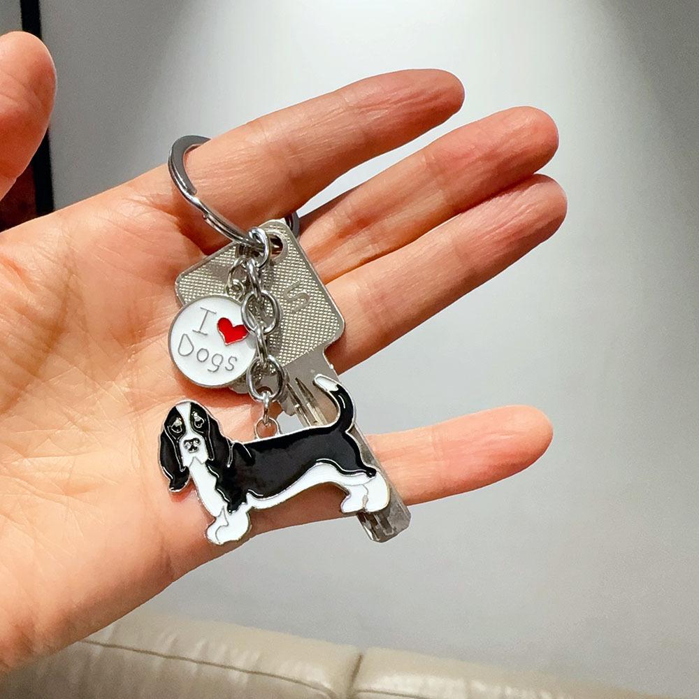 New Metal Cute Dachshund Dog Keychains Car Key Ring Pet Dogs Heart Tag Key Men Gift Pendant Best Friend Gifts Accessories