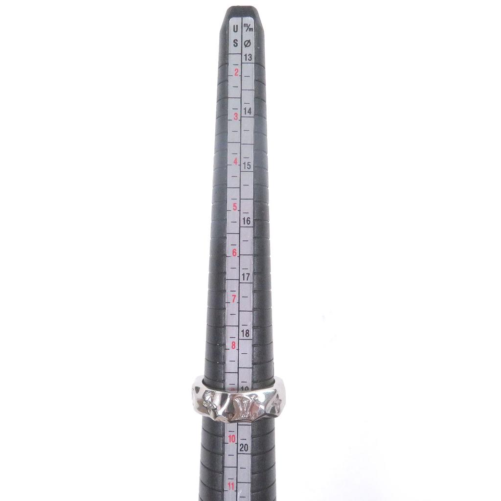 Great LOUIS VUITTON Ring Berg Monogram Curved Ring Silver mens M M00334 Used