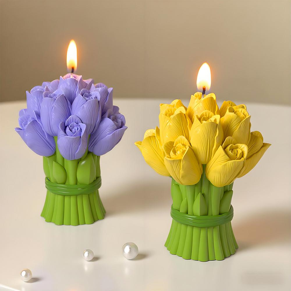 Valentine's Day Gift Tulip Bouquet Silicone Mold DIY Flowers Aroma Candle Molds Handmade Soap Making Supplies