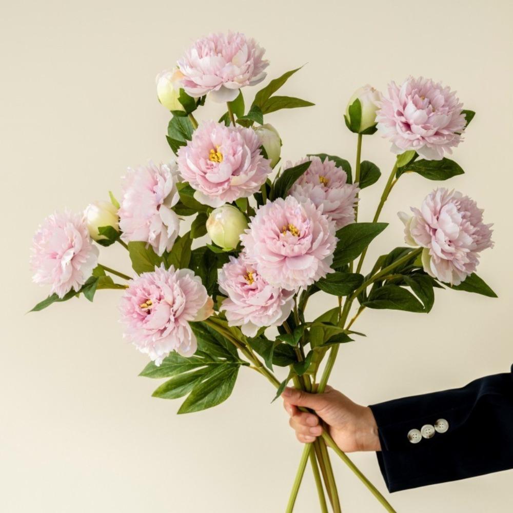 New 75CM Peony Silk Flowers Table Decor 3 Heads Simulation Flowers DIY Long Branch Artificial Peony Bouquet Gifts