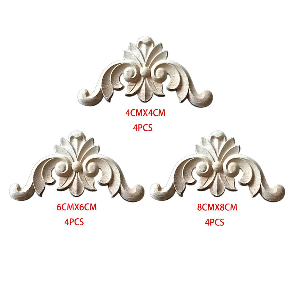 4 Carved Application Frame Wood Carvings Unsumed Figure Corner of Wooden Figures Decorative Strips