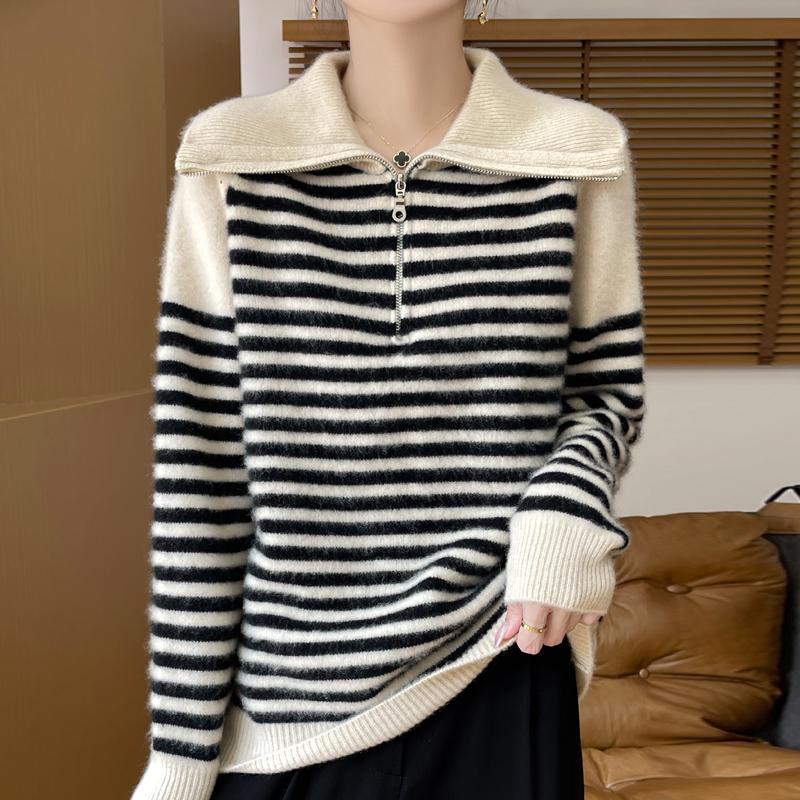 Dámský kašmírový svetr Qinghe kašmír 30% kašmír 70% vlna Dámský podzimní a zimní kašmírový svetr měkký a teplý