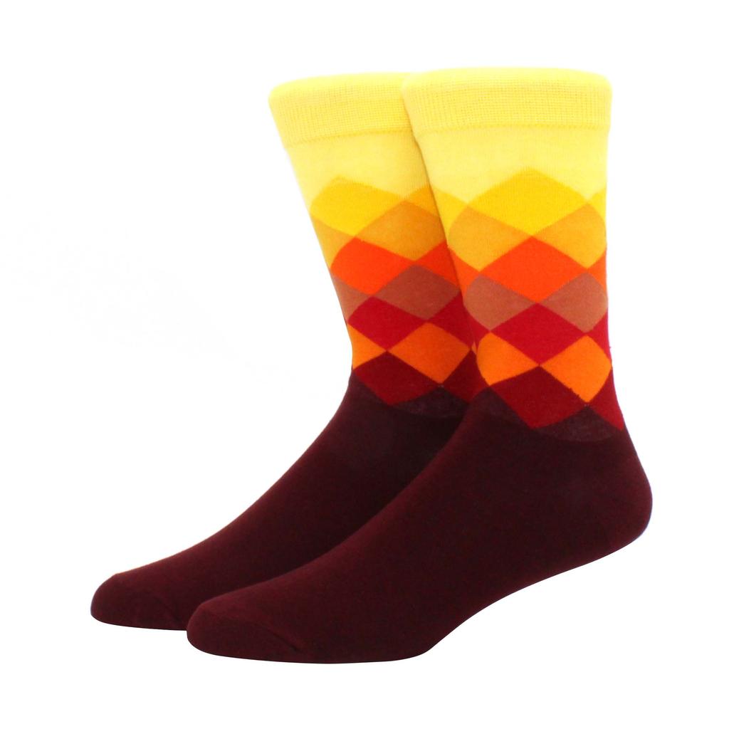 Male Tide Brand Men Cotton Socks Gradient Color Summer Style Long Wedding Sock Men's High Funny Happy Business Socks Man Sox
