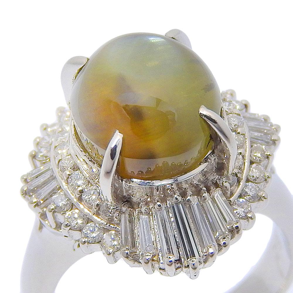 Ring Pt900Platina/Krysoberyll Katteøye/diamant #5.6(US størrelse) 10.6g Kvinner Brukt