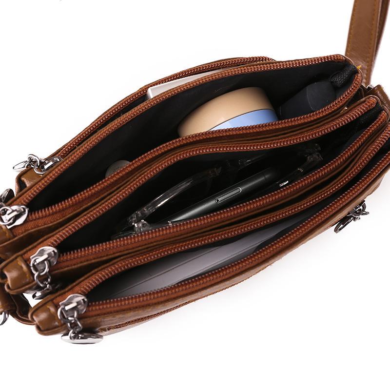 Large-capacity Single-shoulder Bag Versatile for Women Soft Leather Small Square Bag Lightweight Multi-layer Crossbody Bag