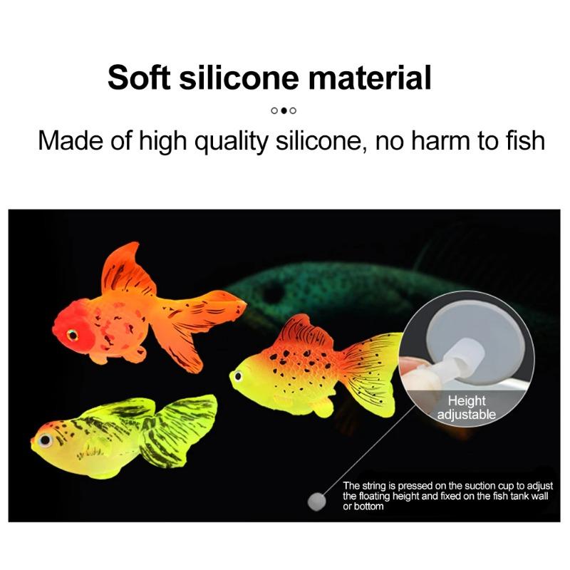 Glow In The Dark Artificial Aquarium Fishes Realistic Moving Floating Colorful Goldfish Fake Fish Ornament for Aquarium Tank
