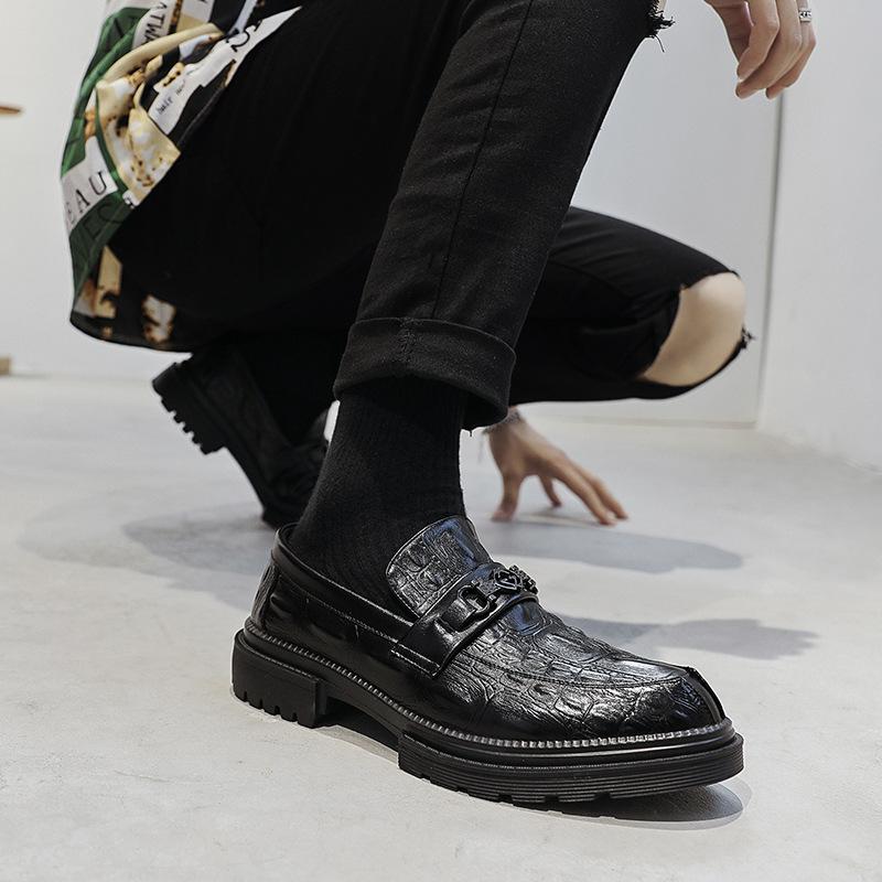 New Modelmen'S Shoes Crocodile Pattern Leather Shoes Genuine Leather Men'S Trend Casual Shoes Business British One Pedal 52006-T