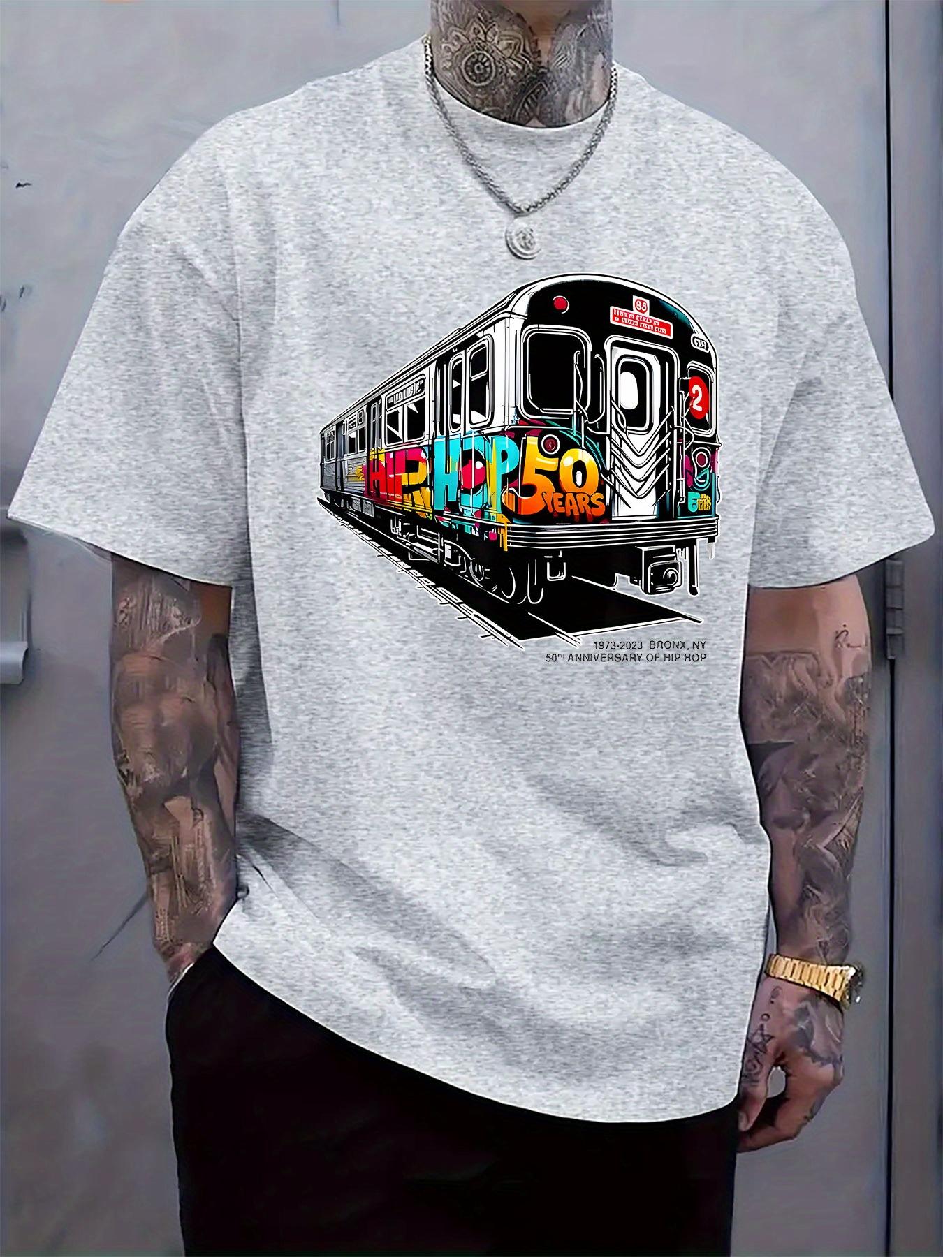 Hip-Hop 50th Anniversary Train Print Tshirt - Casual Crew... XL