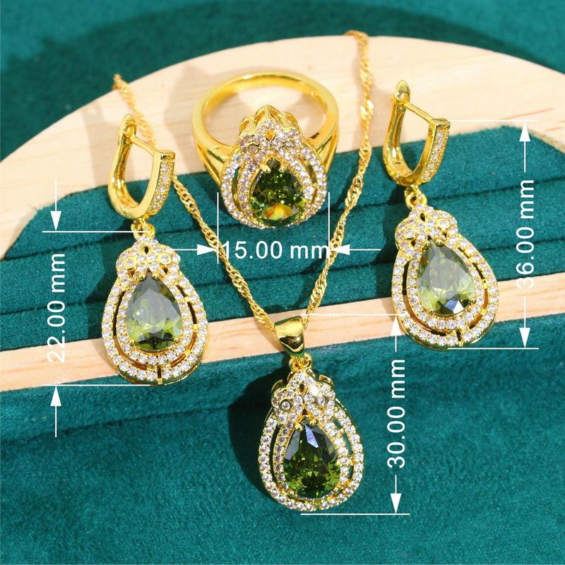 Europe and The United States Hot AAA Zircon Bracelet Necklace Earrings Female Jewelry Set