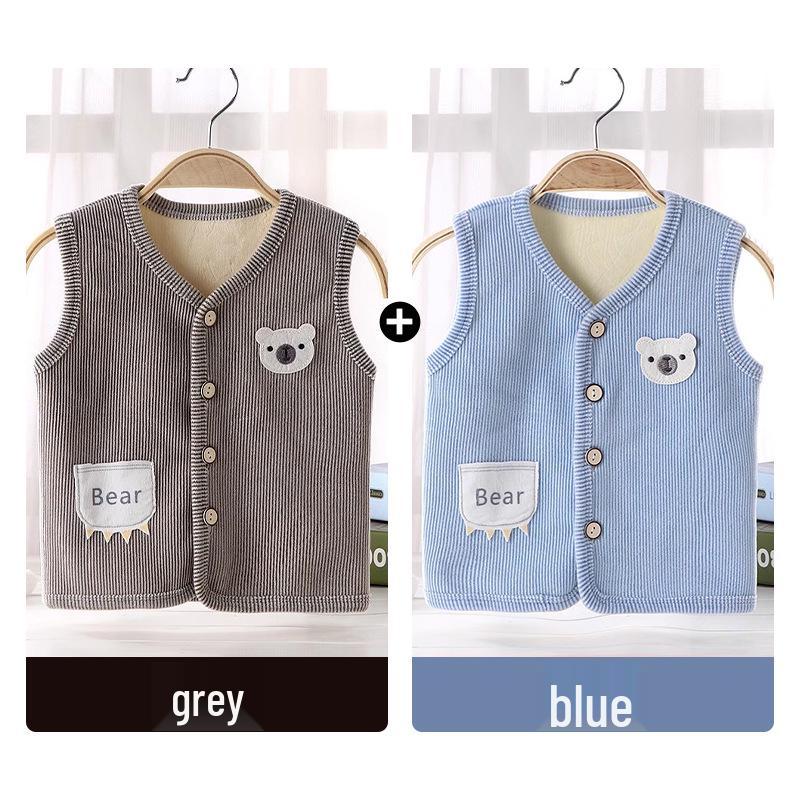 Jingqi Fleece Lined Sleeveless Vest for Boys and Girls - Warm Autumn/Winter Infant Waistcoat