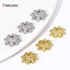 18K Gold Plated Brass Snowflake Bead End Caps,Inlaid Zircon Flower Bead Caps For DIY Bracelet Necklace Making Supplies Findings