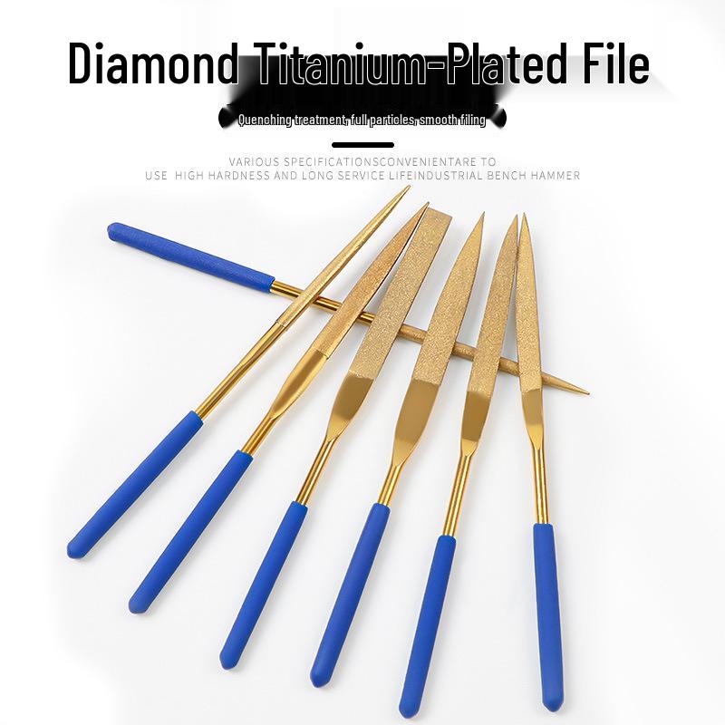 Titanium-Plated Diamond File Set: Flat/Incline with Extra Grade Carborundum for Precision Shaping, Free Shipping