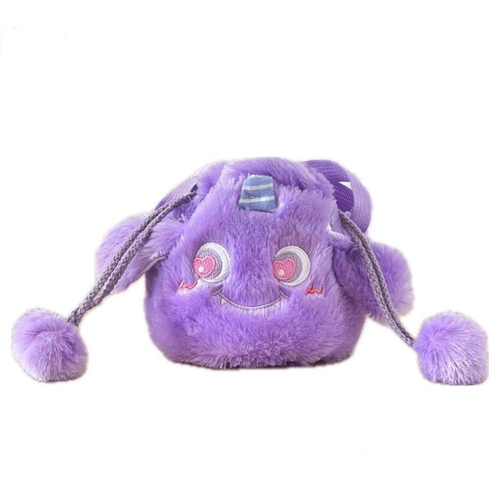 Rozkošný monster pompon stahovací kbelík - Roztomilá plyšová crossbody
