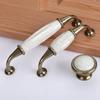 2pcs  Antique Crack Design Marble Ceramic Cabinet Drawer Knobs Handles