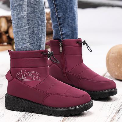 Schuhe Damen Winter Baumwollstiefel neu Samt verdickt mittelhoch dicksohlig Baumwollschuhe wasserdicht, rutschfest und warm ein Pedal