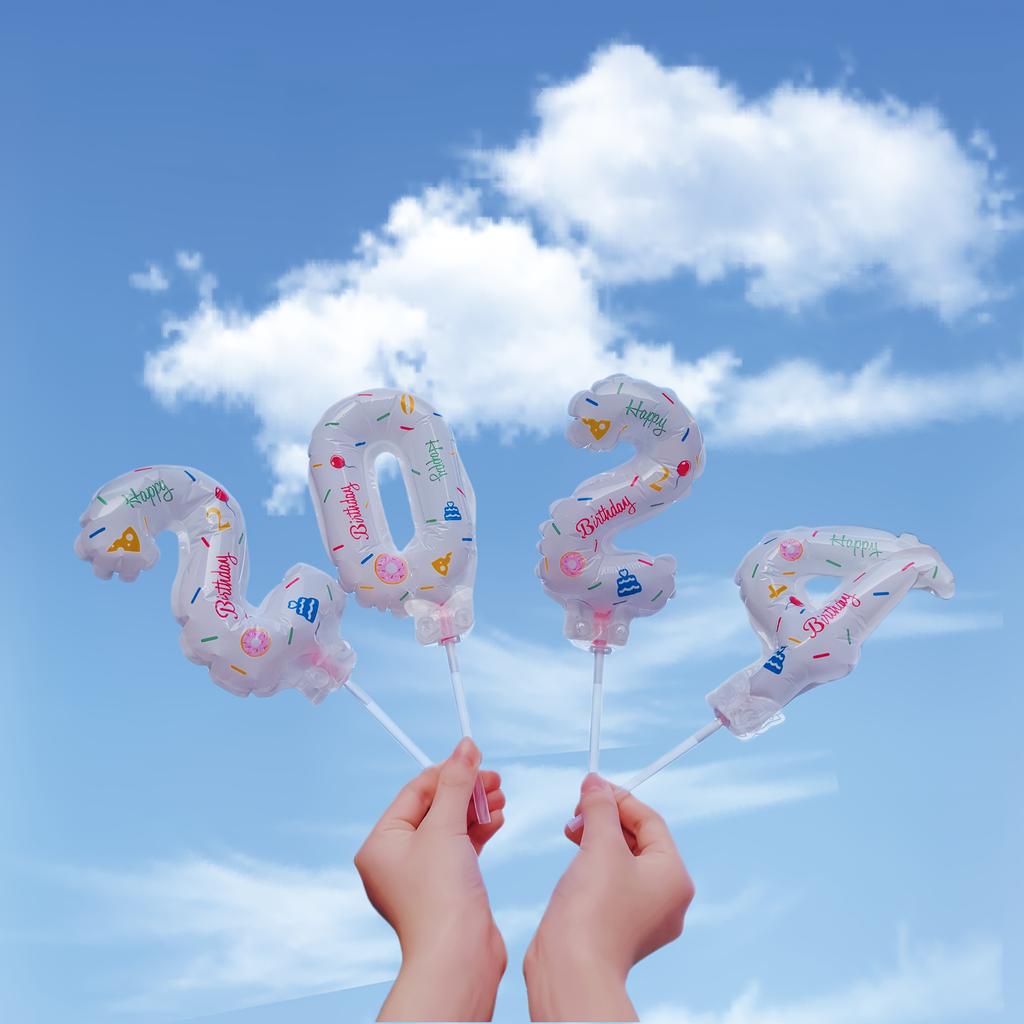 1pc Cake-Decorated Digital Balloon, for Bathing, Cake Decoration, Birthday Festival Number Flag, Handheld Aluminum Film Balloon Group Number Birthday