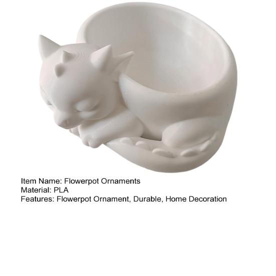 Flowerpot Ornament 3D Printed Sleeping Dragon Shape Matte Large Curved Planter 1 Pc