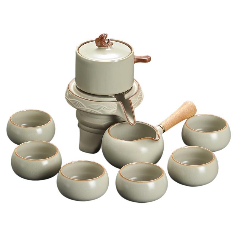 Ru Kiln Tea Set 2025 New Lazy Man Automatic Tea Artifact High-grade Light Luxury Drinking Brewing Tea Special Teapot