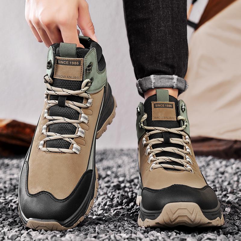 High Top Workwear Boots Men's Shoes Retro Classic Thick Sole Autumn Winter Wear-resistant Hiking Shoes Comfortable Sports Shoes