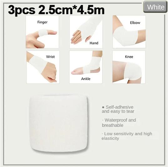 

5см/2,5см Разноцветная спортивная оберточная лента Самоклеящийся эластичный бинт Эластопласт Спортивный протектор Колено Палец Голеностоп Ладонь Плечо 2.5cmx4.5M-white,3pcs