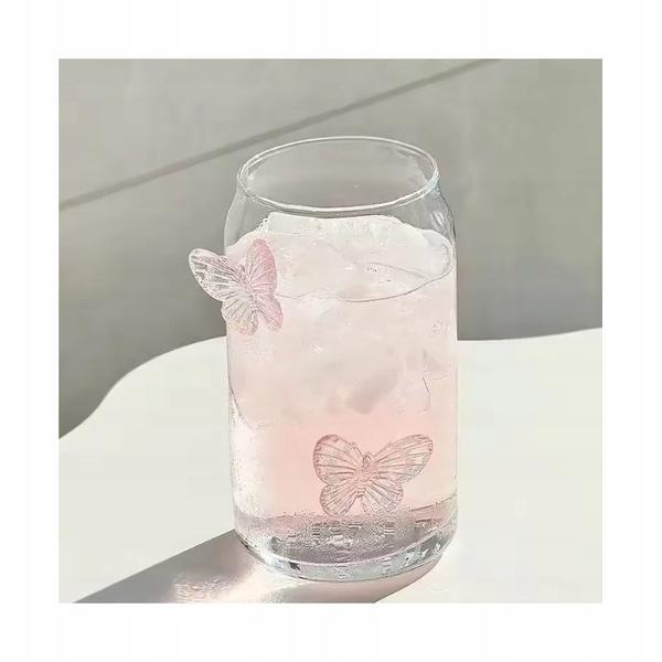 Ecarla Szklanka Wysoka Ze Słomką Motyl Róż 500Ml Szk163