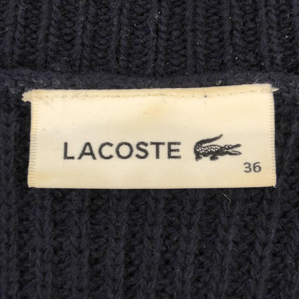 LACOSTE wool blend Long sleeve turtleneck sweater 36 Navy knit Women Used