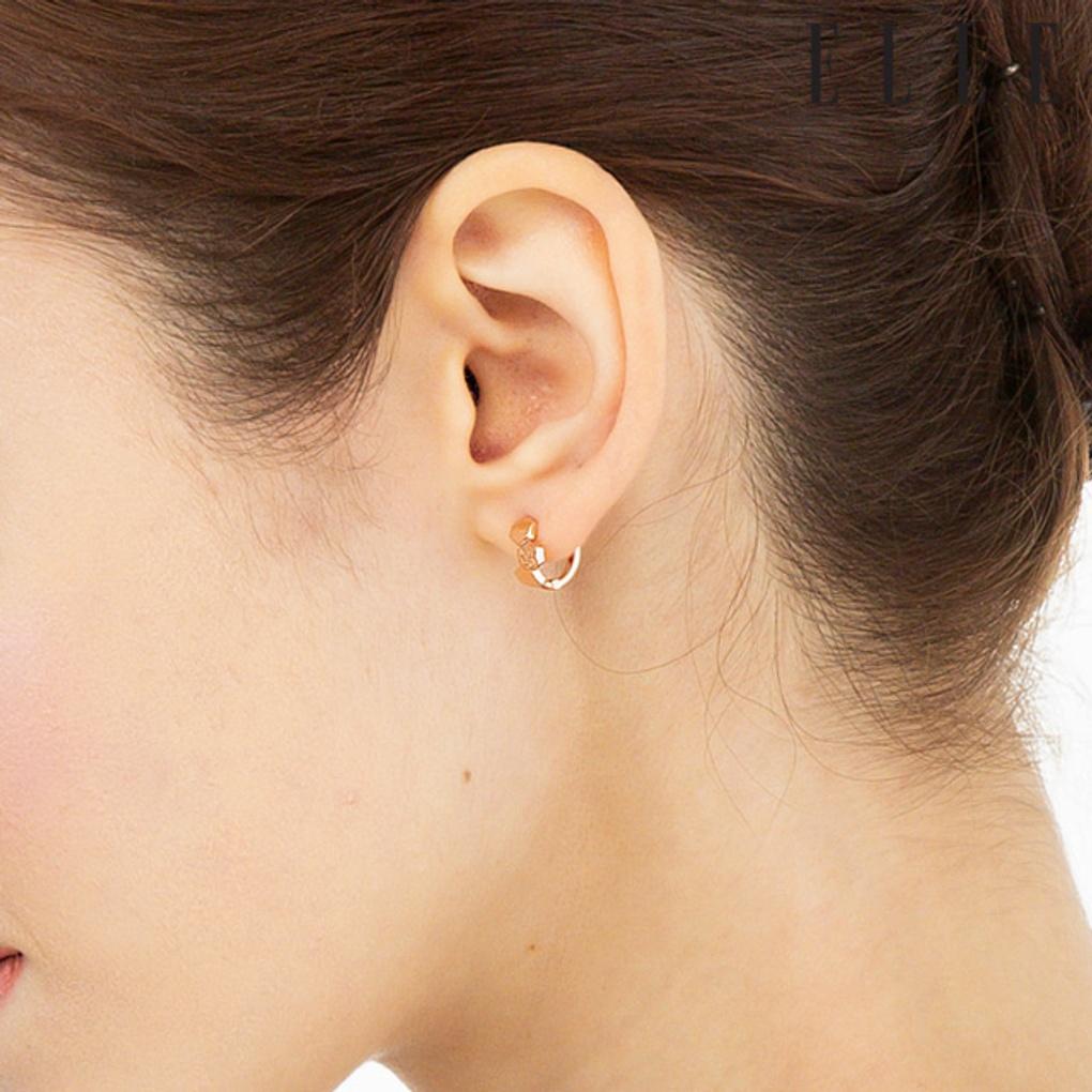 18K Triple Hexagon Line One-Touch Earrings EL18EE037