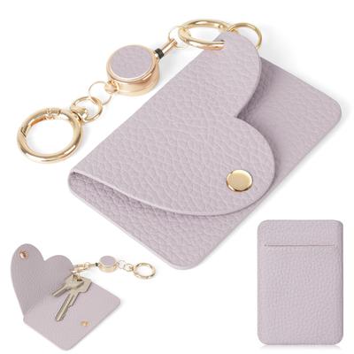 [KABANTiFY] Key Case with Retractable Keychain, Heart Shape, Women's, Card Holder, Extendable Pass Case