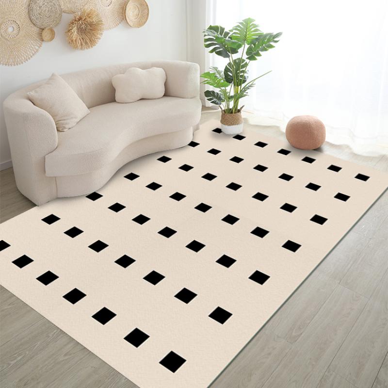 Black White Checkerboard Fluffy Carpet Living Room Decoration Home Sofa Cream Style Bedroom Girl Room Rug Anti-skid Floor Mat